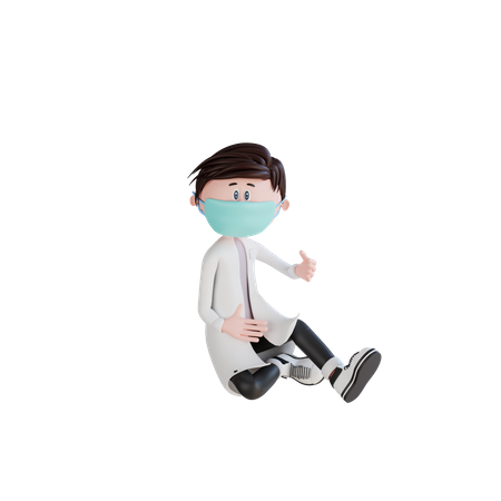 Doctor sentado y preguntando pose  3D Illustration