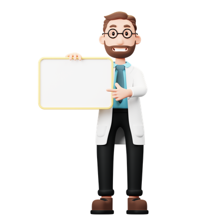 Doctor showing blank board  3D Illustration