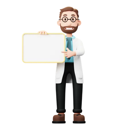 Doctor showing blank board  3D Illustration