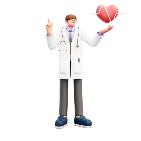 Doctor Showing Heartbeat  3D Illustration