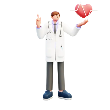 Doctor Showing Heartbeat  3D Illustration