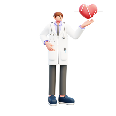 Doctor Showing Heartbeat Symbol  3D Icon