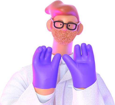 Doctor showing his gloves  3D Illustration