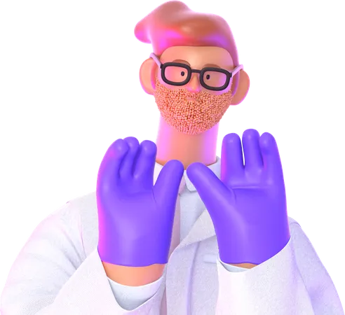 Doctor showing his gloves  3D Illustration