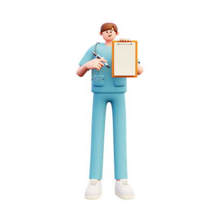 Doctor Showing Med Report  3D Illustration