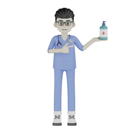 Doctor Showing Medicine  3D Illustration