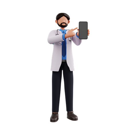 Doctor showing mobile  3D Illustration