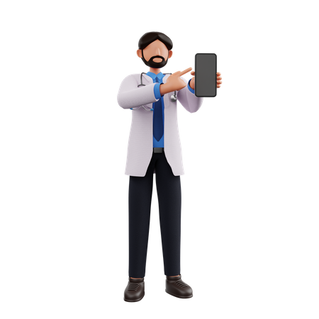 Doctor showing mobile 3D Illustration