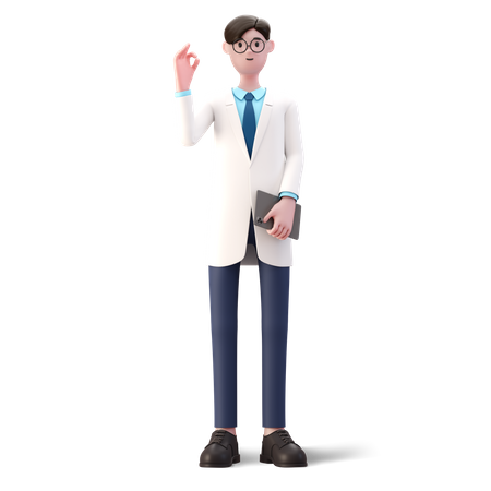 Doctor showing ok sign  3D Illustration