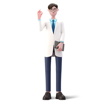 Doctor showing ok sign  3D Illustration