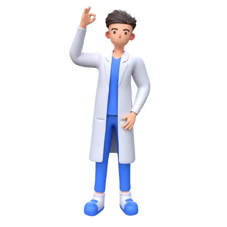 Male Doctor Showing Ok Sign 3 D Illustration 3D Illustration