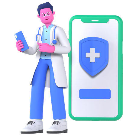 Doctor Showing Online Medical Apps  3D Icon