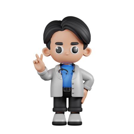 Doctor Showing Peace Sign  3D Icon