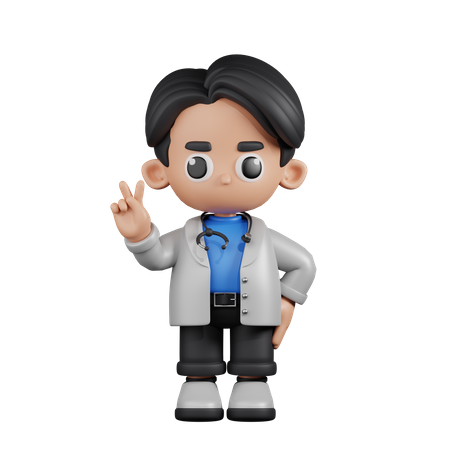 Doctor Showing Peace Sign  3D Illustration