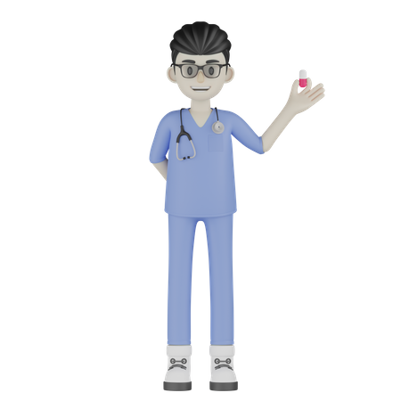 Doctor Showing Pill  3D Illustration