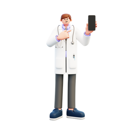 Doctor showing Smartphone  3D Illustration