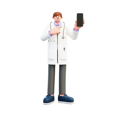Doctor showing Smartphone  3D Illustration