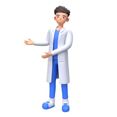 Doctor showing something in left side  3D Icon