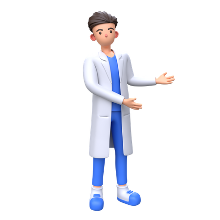 Doctor showing something in right side  3D Icon