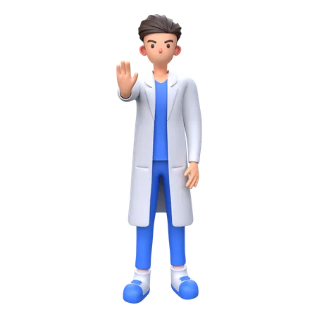 Doctor showing stop gesture  3D Illustration