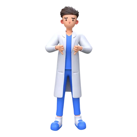Doctor showing thumbs down gesture  3D Illustration