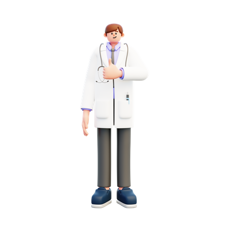 Doctor showing Thumbs Up  3D Illustration
