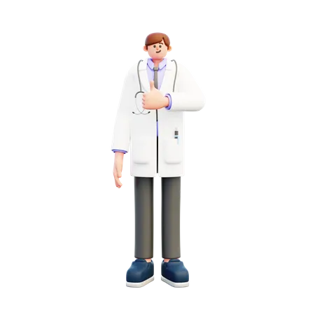 Doctor showing Thumbs Up  3D Illustration