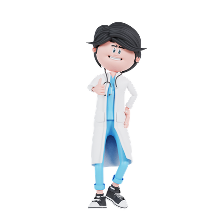 Doctor showing thumbs up  3D Illustration