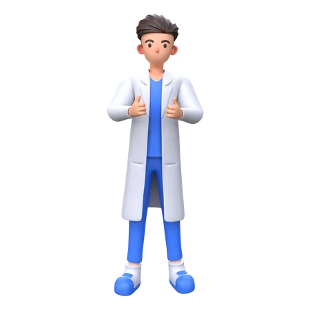 Doctor showing thumbs up gesture  3D Illustration