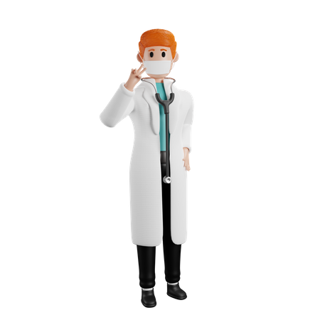 Doctor showing victory sign  3D Icon