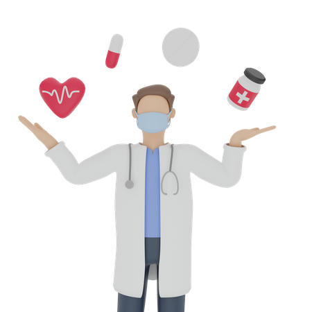 Doctor shows drug options  3D Icon