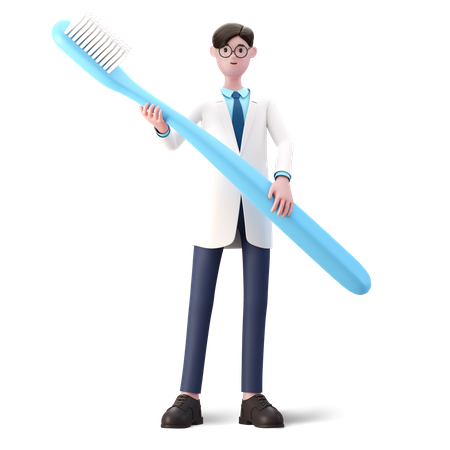 Doctor sosteniendo cepillo  3D Illustration