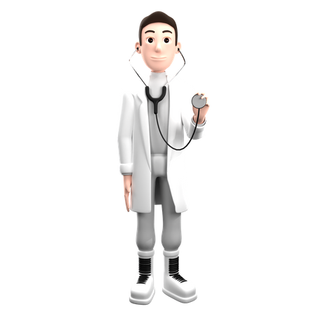 Doctor sosteniendo estatoscopio  3D Illustration