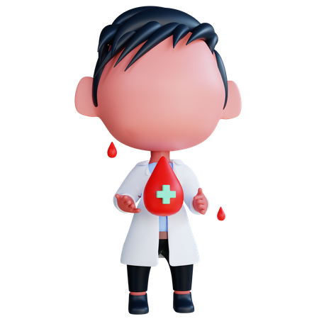 Doctor sosteniendo una gota de sangre  3D Illustration