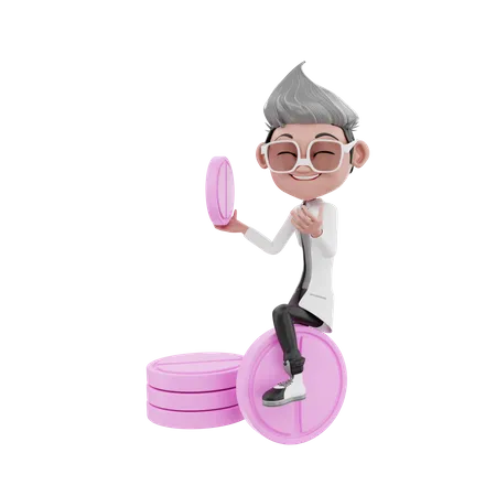 Doctor sosteniendo pastillas  3D Illustration