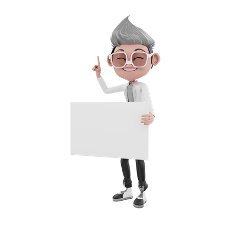 Doctor sosteniendo tablero en blanco  3D Illustration