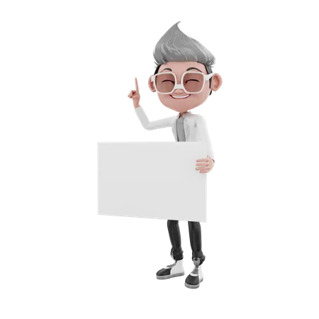Doctor sosteniendo tablero en blanco  3D Illustration
