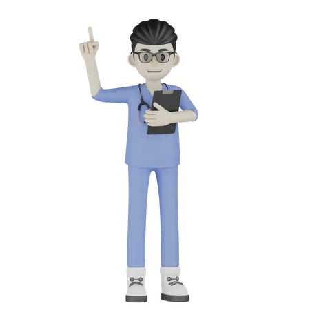 Doctor sosteniendo portapapeles  3D Illustration