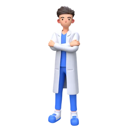 Male Doctor Standing Cross Hand 3 D Illustration 3D Illustration