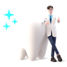 doctor with clean tooth 3d images