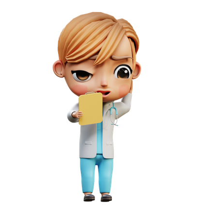 Doctor Standing With Medical Report  3D Illustration