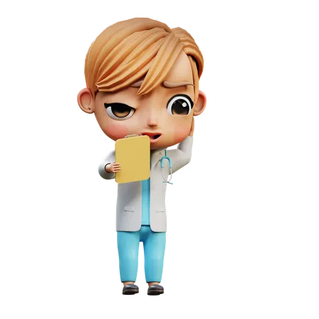 Doctor Standing With Medical Report  3D Illustration