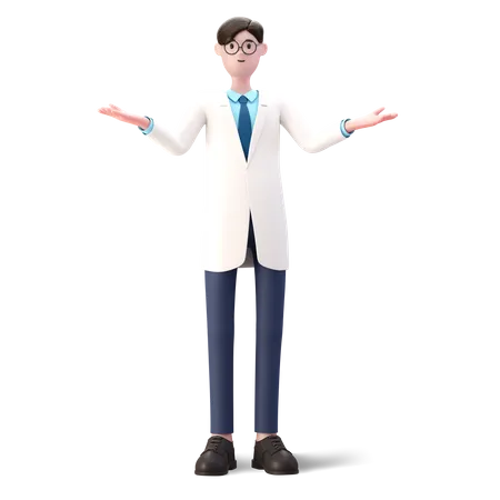 Doctor standing with wide open arms  3D Illustration