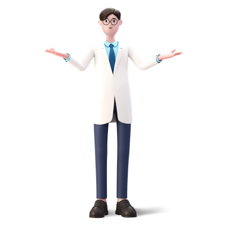 Doctor standing with wide open arms 3D Illustration