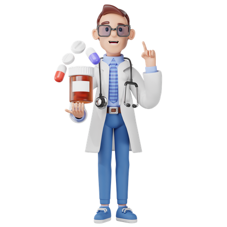 Doctor Suggesting Pill  3D Icon
