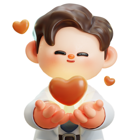 Doctor Takes Care Of Patients Heart  3D Icon