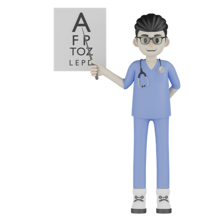 Doctor Taking Eye Test  3D Illustration