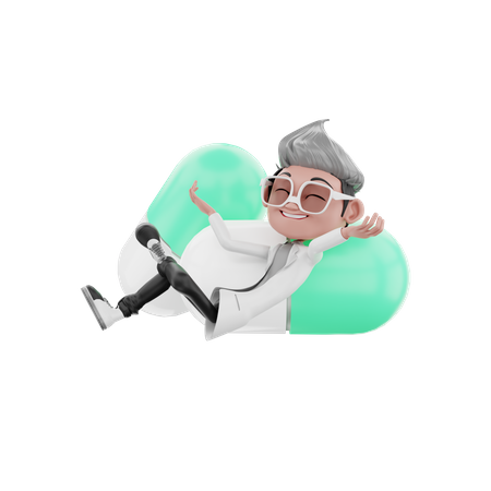 Doctor taking rest on capsule  3D Illustration