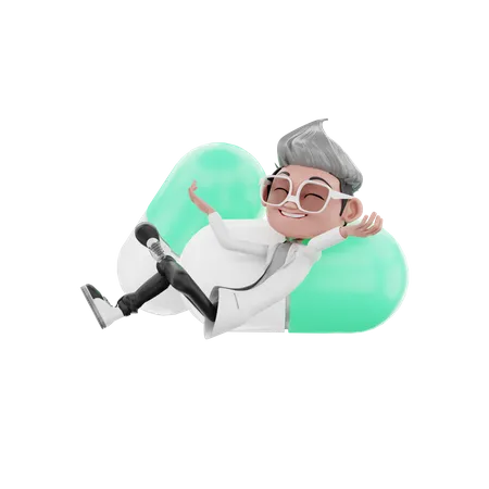 Doctor taking rest on capsule  3D Illustration