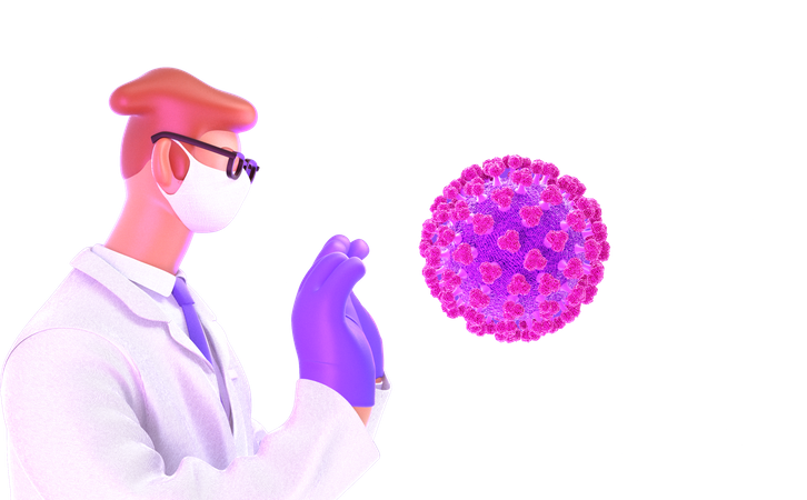 Doctor taking safety measures for corona  3Dアイコン